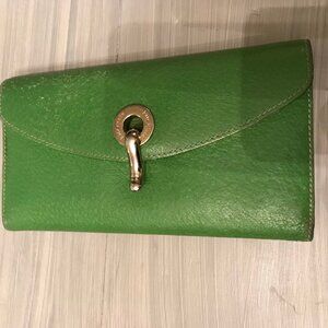 Kate Spade Ladies Green Leather Wallet Spring Clip Fastener
